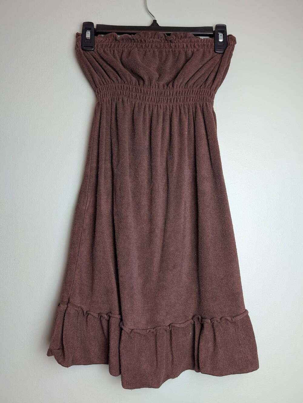 ​y2kfashion Terrycloth Ocean Pacific Towel Dress Brown Strapless Tube
